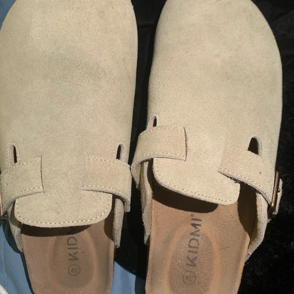 Beige Suede Slip-On Clogs - Picture 3 of 4